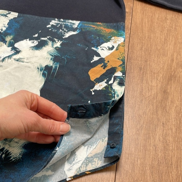 COS Mix fabric Abstract Navy Paint Pattern Pullover Woven/Knit oversized Top S - Picture 9 of 13